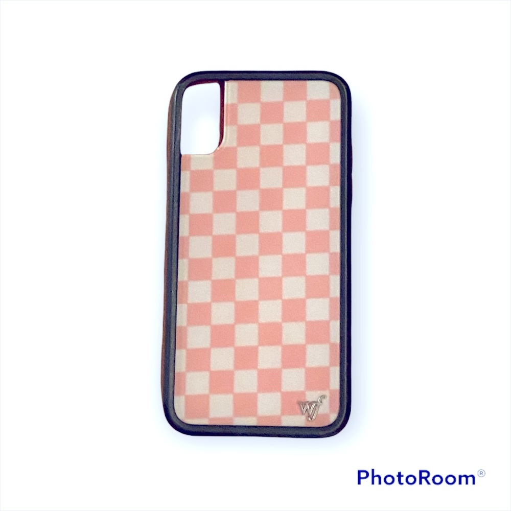 Wildflower I Phone X Pink Checkered Case.